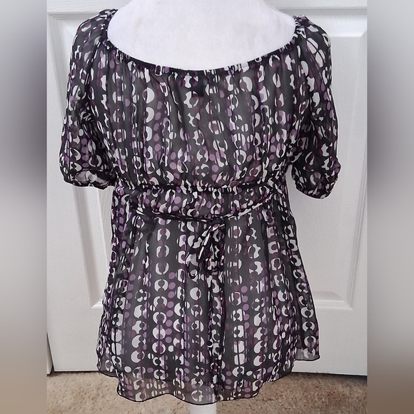 BCX Black & Purple Empire Waist Top. Size M - Picture 3 of 13